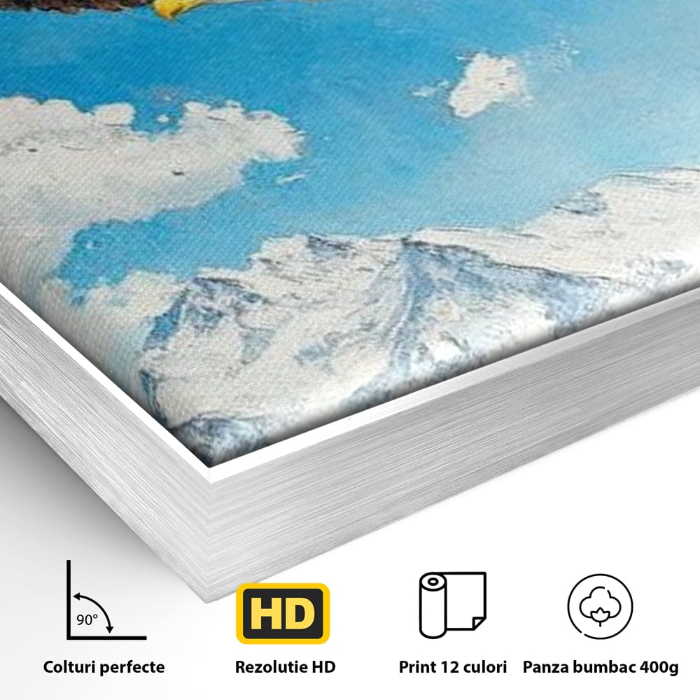 Tablou Canvas Premium, LuxCanva® M1074, Singur printre Alpi, Pasare, Vultur, Aripi, Zbor, Inaltime, Munti, Piscuri, Nori, Zapada, Gheata, Orizont, Libertate, Birou, Living, Camera Copil