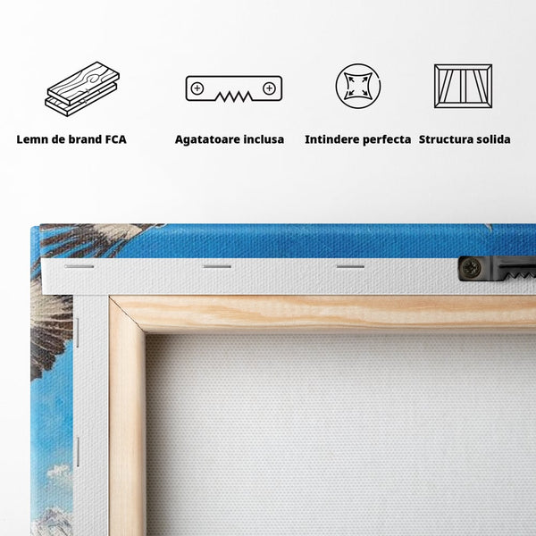 Tablou Canvas Premium, LuxCanva® M1074, Singur printre Alpi, Pasare, Vultur, Aripi, Zbor, Inaltime, Munti, Piscuri, Nori, Zapada, Gheata, Orizont, Libertate, Birou, Living, Camera Copil