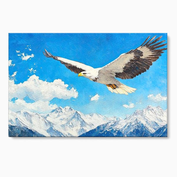Tablou Canvas Premium, LuxCanva® M1074, Singur printre Alpi, Pasare, Vultur, Aripi, Zbor, Inaltime, Munti, Piscuri, Nori, Zapada, Gheata, Orizont, Libertate, Birou, Living, Camera Copil