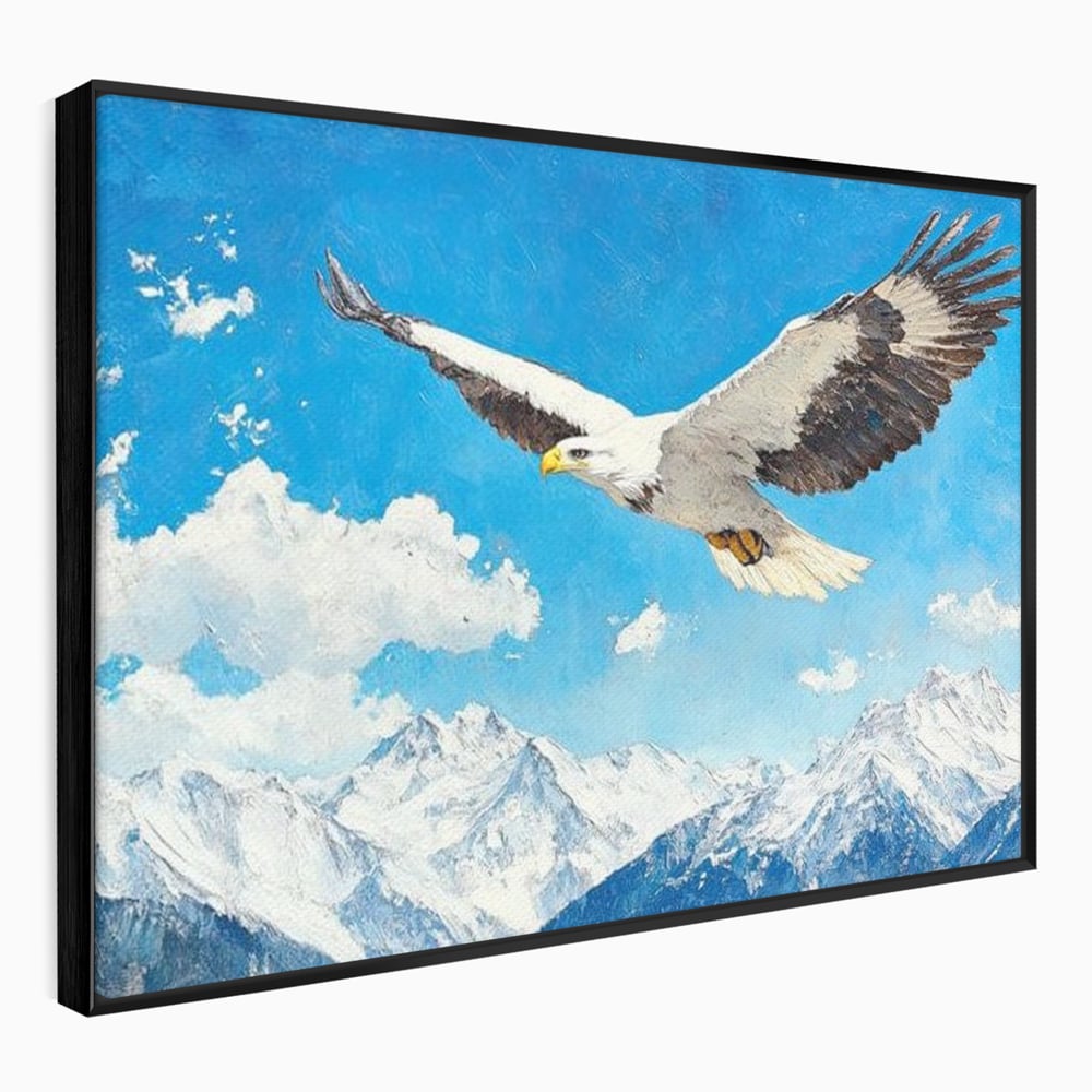 Tablou Canvas Premium, LuxCanva® M1074, Singur printre Alpi, Pasare, Vultur, Aripi, Zbor, Inaltime, Munti, Piscuri, Nori, Zapada, Gheata, Orizont, Libertate, Birou, Living, Camera Copil