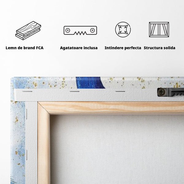 Leinwand Wandkunst Leinwand Wandkunst Premium, LuxCanva® M1077, Königin im goldenen Regen, Vogel, Pfau, Pfau, Feder, Saphir, Golden, Tropfen, Regen, Elegant, Königlich, Geheimnis, Detail, Büro, Wohnen, Kinderzimmer