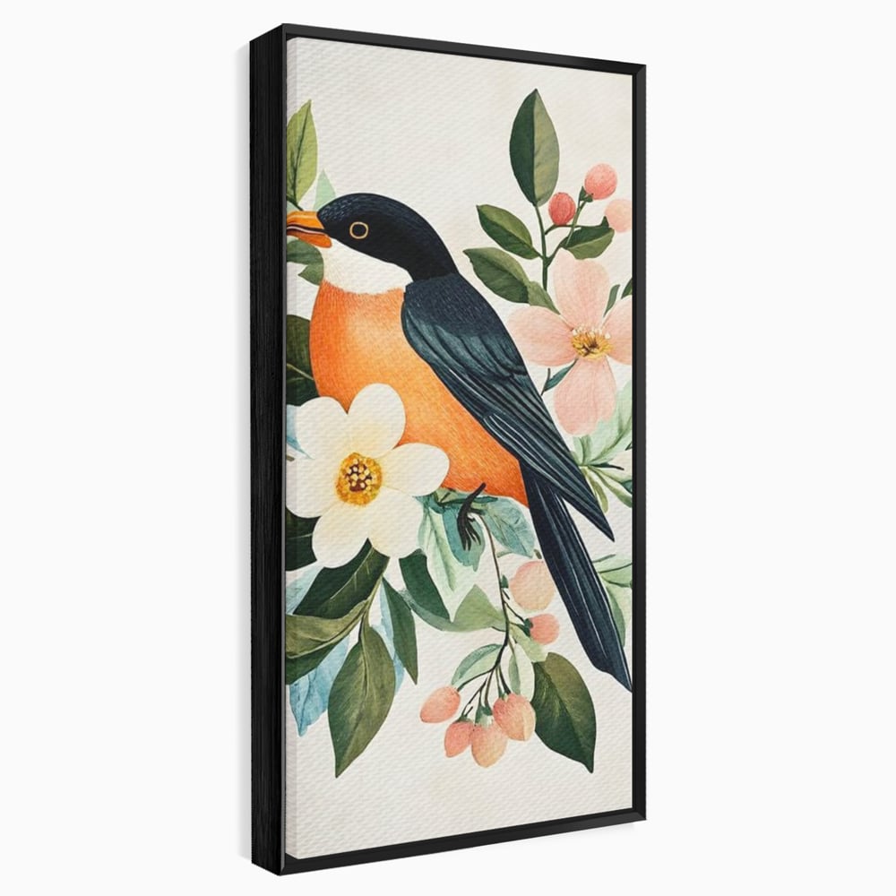 Tablou Canvas Premium, LuxCanva® M1078, Clipa Inflorita, Petale, Flori, Primavara, Oriental, Asiatic, Pasare, Pene, Inocenta, Natura, Portret, Minimalist, Birou, Living, Camera Copil