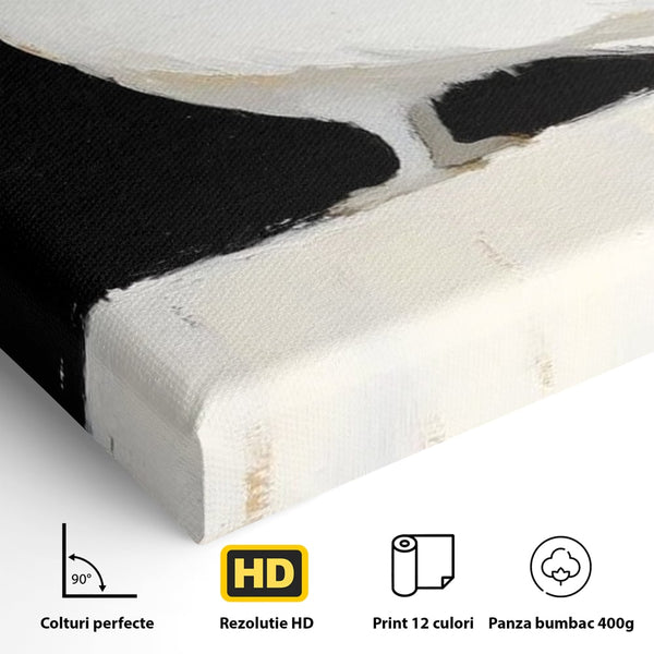 Leinwand Wandkunst Leinwand Wandkunst Premium, LuxCanva® M1080, Weiß Herz der Nacht, Reinheit, Weisheit, Weiß, Schwarz, Nacht, Kontrast, Vögel, Eule, Flügel, Blumen, Blütenblätter, Büro, Wohnen, Babyzimmer