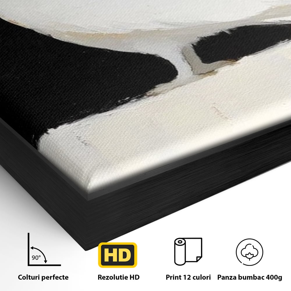 Leinwand Wandkunst Leinwand Wandkunst Premium, LuxCanva® M1080, Weiß Herz der Nacht, Reinheit, Weisheit, Weiß, Schwarz, Nacht, Kontrast, Vögel, Eule, Flügel, Blumen, Blütenblätter, Büro, Wohnen, Babyzimmer