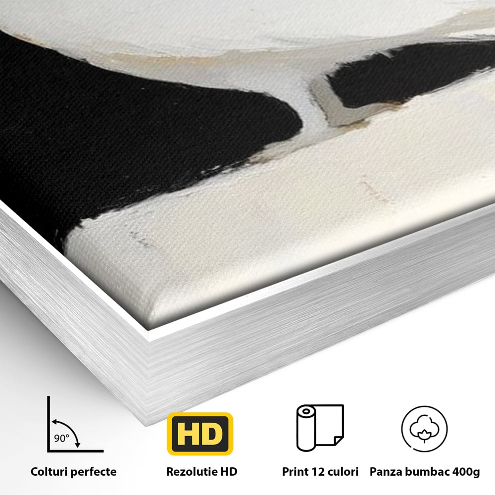 Leinwand Wandkunst Leinwand Wandkunst Premium, LuxCanva® M1080, Weiß Herz der Nacht, Reinheit, Weisheit, Weiß, Schwarz, Nacht, Kontrast, Vögel, Eule, Flügel, Blumen, Blütenblätter, Büro, Wohnen, Babyzimmer