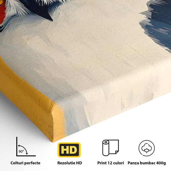 Tablou Canvas Premium, LuxCanva® M1081, Profet in Mantie Albastra, Ochi, Privire, Portret, Bufnita, Pasare, Albastru, Mantie, Nocturn, Regal, Calm, Birou, Living, Camera Copil