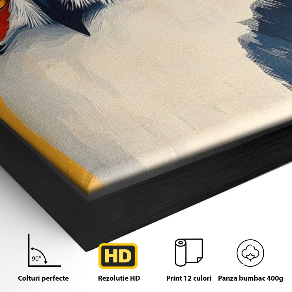Tablou Canvas Premium, LuxCanva® M1081, Profet in Mantie Albastra, Ochi, Privire, Portret, Bufnita, Pasare, Albastru, Mantie, Nocturn, Regal, Calm, Birou, Living, Camera Copil