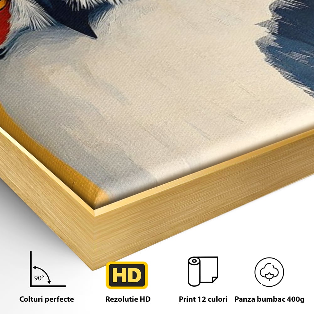 Tablou Canvas Premium, LuxCanva® M1081, Profet in Mantie Albastra, Ochi, Privire, Portret, Bufnita, Pasare, Albastru, Mantie, Nocturn, Regal, Calm, Birou, Living, Camera Copil