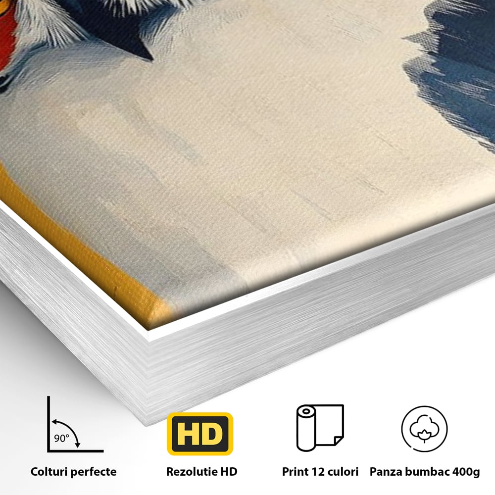 Tablou Canvas Premium, LuxCanva® M1081, Profet in Mantie Albastra, Ochi, Privire, Portret, Bufnita, Pasare, Albastru, Mantie, Nocturn, Regal, Calm, Birou, Living, Camera Copil