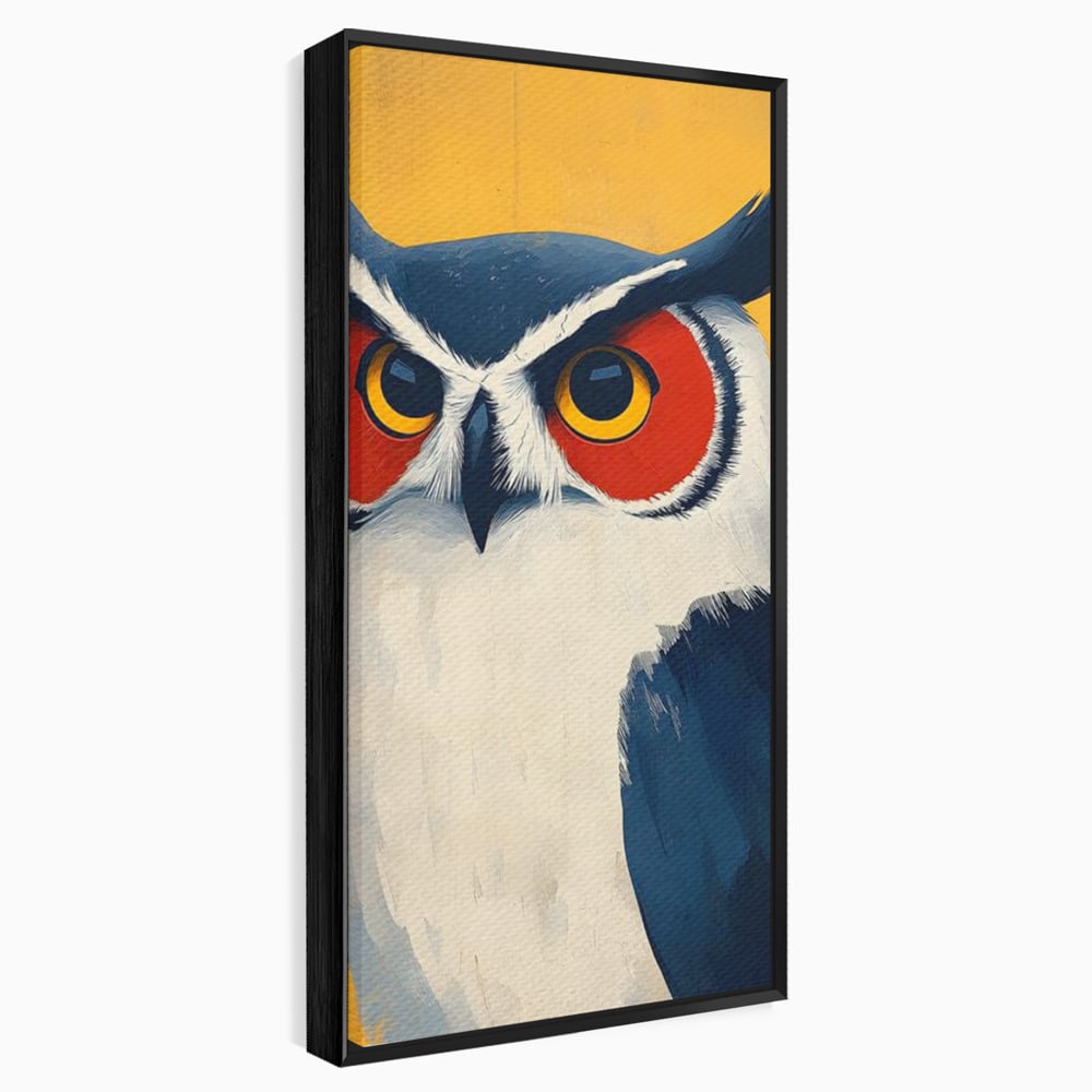 Tablou Canvas Premium, LuxCanva® M1081, Profet in Mantie Albastra, Ochi, Privire, Portret, Bufnita, Pasare, Albastru, Mantie, Nocturn, Regal, Calm, Birou, Living, Camera Copil
