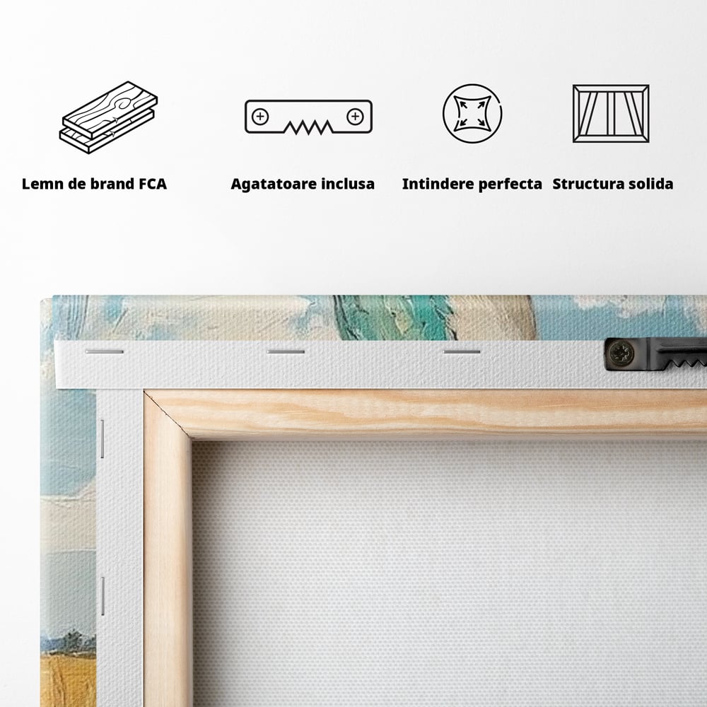 Leinwand Wandbilder Leinwand Premium, LuxCanva® M1082, Golden Camp Sentinel, Specht, Vogel, Campie, Rustikal, Rustikal, Fliegen, Vegetation, Grau, Lan, Natur, Pfahl, Büro, Wohnen, Kinderzimmer