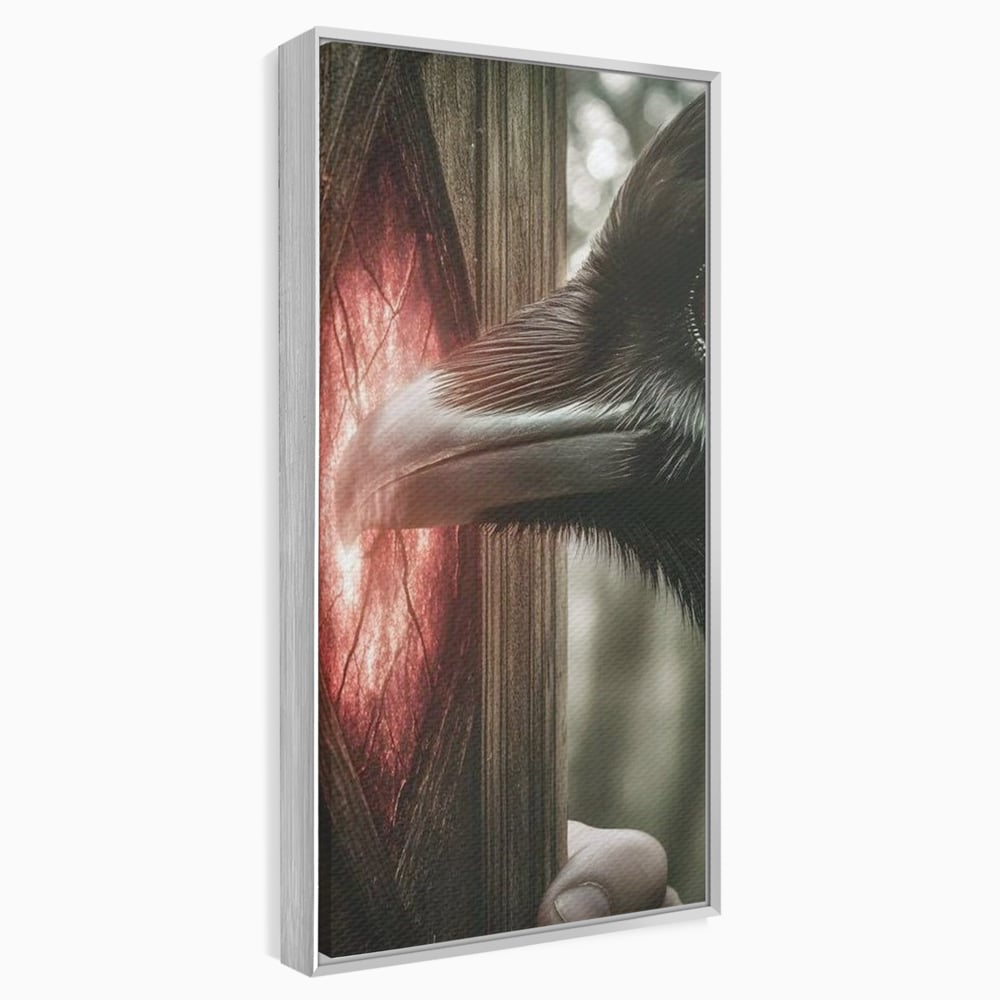 Tablou Canvas Premium, LuxCanva® M1084, Fereastra dintre Lumi, Corb, Privire, Ochi, Viziune, Portal, Magie, Secret, Revelatie, Mister, Pasare, Fereastra, Birou, Living, Camera Copil