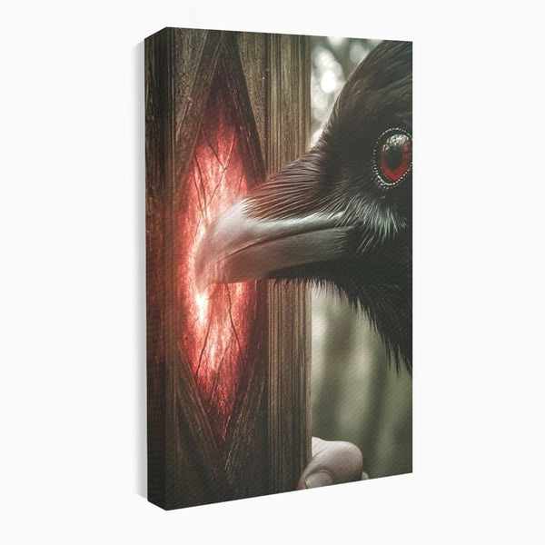 Tablou Canvas Premium, LuxCanva® M1084, Fereastra dintre Lumi, Corb, Privire, Ochi, Viziune, Portal, Magie, Secret, Revelatie, Mister, Pasare, Fereastra, Birou, Living, Camera Copil