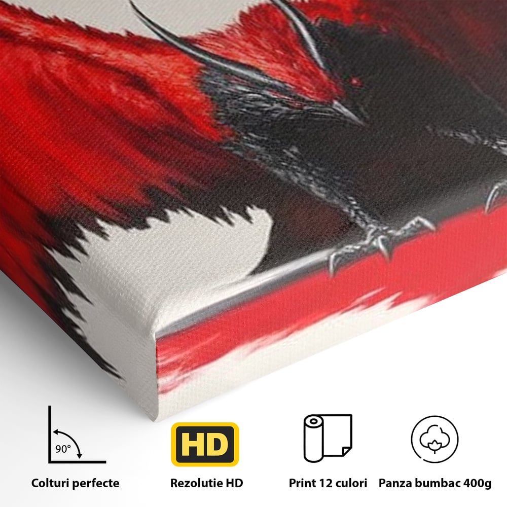 Leinwandbilder Premium, LuxCanva® M1086, Krieger des Abgrunds, Adler, Flügel, Rot, Schwarz, Böse, Hörner, Klauen, Gericht, Mystiker, Vogel, Symbolik, Büro, Wohnen, Kinderzimmer