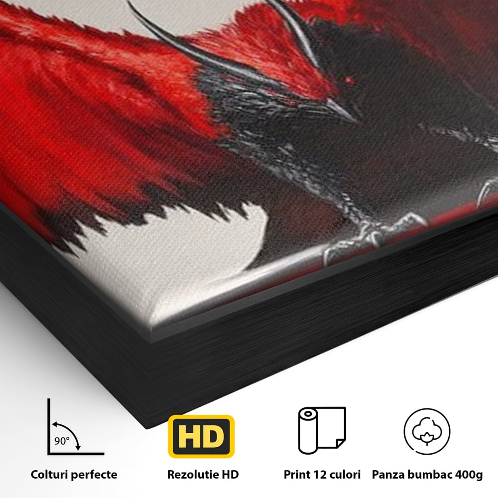 Leinwandbilder Premium, LuxCanva® M1086, Krieger des Abgrunds, Adler, Flügel, Rot, Schwarz, Böse, Hörner, Klauen, Gericht, Mystiker, Vogel, Symbolik, Büro, Wohnen, Kinderzimmer