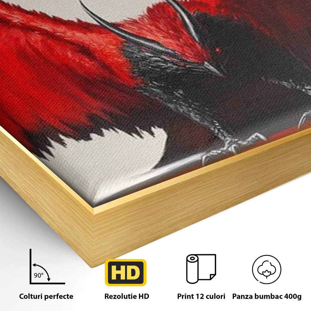 Leinwandbilder Premium, LuxCanva® M1086, Krieger des Abgrunds, Adler, Flügel, Rot, Schwarz, Böse, Hörner, Klauen, Gericht, Mystiker, Vogel, Symbolik, Büro, Wohnen, Kinderzimmer