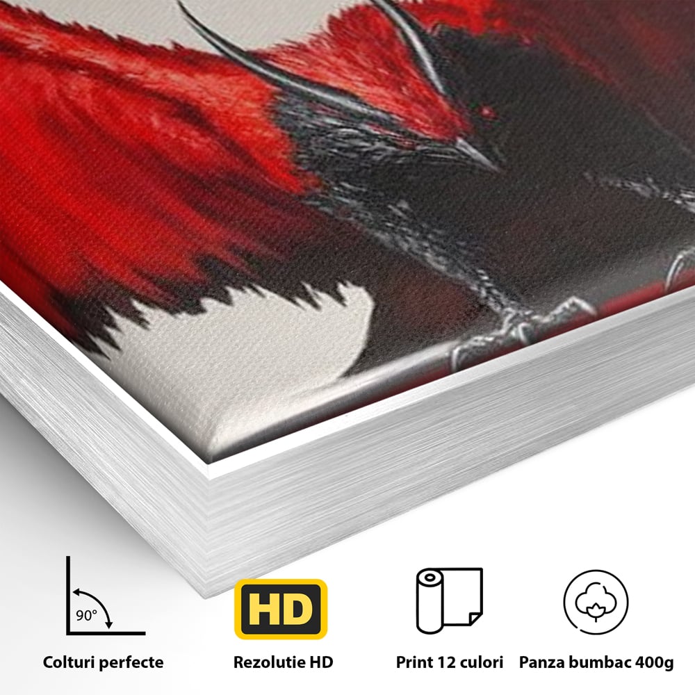 Leinwandbilder Premium, LuxCanva® M1086, Krieger des Abgrunds, Adler, Flügel, Rot, Schwarz, Böse, Hörner, Klauen, Gericht, Mystiker, Vogel, Symbolik, Büro, Wohnen, Kinderzimmer