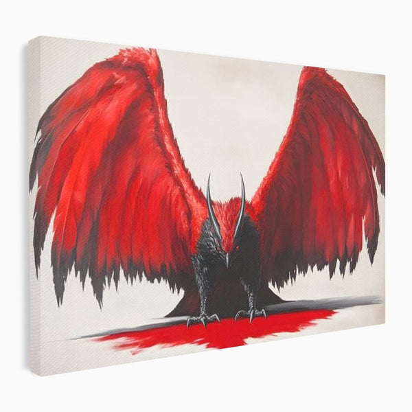 Leinwandbilder Premium, LuxCanva® M1086, Krieger des Abgrunds, Adler, Flügel, Rot, Schwarz, Böse, Hörner, Klauen, Gericht, Mystiker, Vogel, Symbolik, Büro, Wohnen, Kinderzimmer