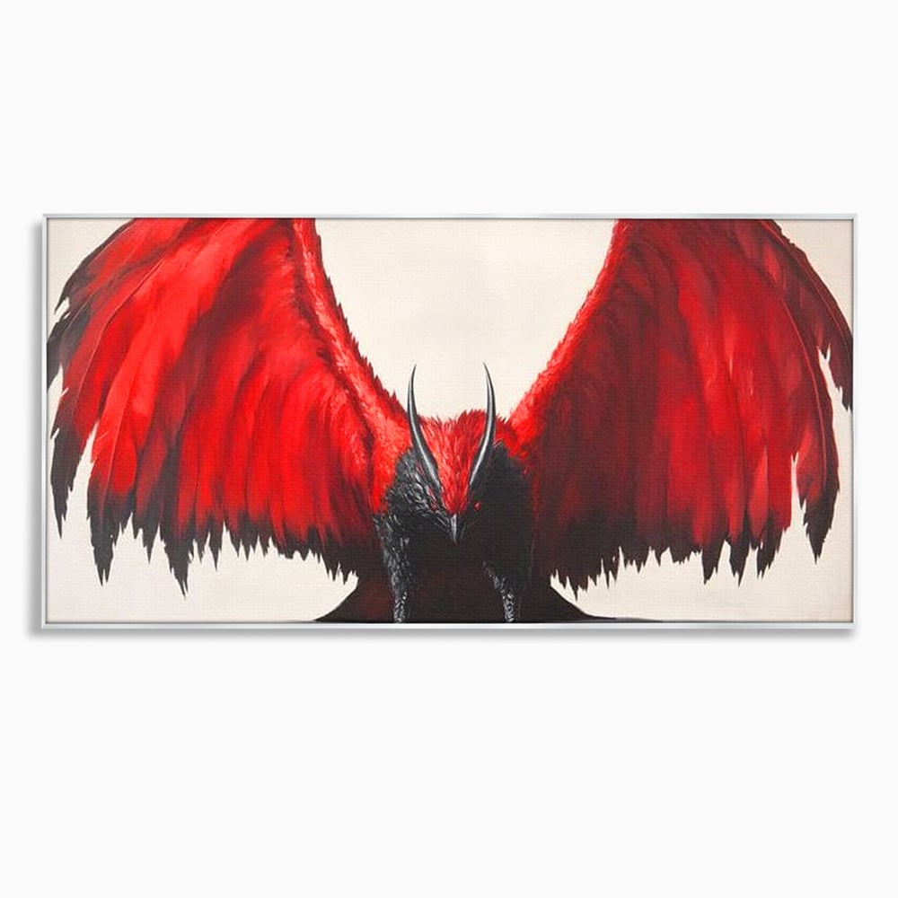 Leinwandbilder Premium, LuxCanva® M1086, Krieger des Abgrunds, Adler, Flügel, Rot, Schwarz, Böse, Hörner, Klauen, Gericht, Mystiker, Vogel, Symbolik, Büro, Wohnen, Kinderzimmer
