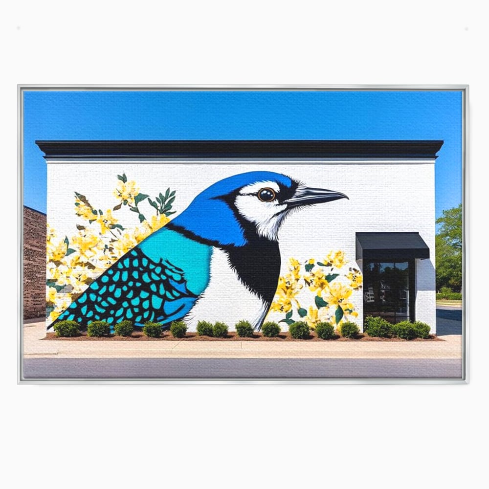 Tablou Canvas Premium, LuxCanva® M1087, Coltul Viu al Orasului, Mural, Urban, Graffiti, Perete, Caramida, Zid, Constructie, Pasare, Flori, Pictura, Street Art, Birou, Living, Camera Copil