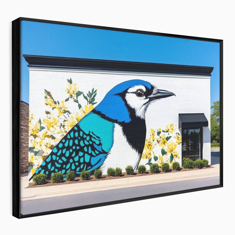 Tablou Canvas Premium, LuxCanva® M1087, Coltul Viu al Orasului, Mural, Urban, Graffiti, Perete, Caramida, Zid, Constructie, Pasare, Flori, Pictura, Street Art, Birou, Living, Camera Copil