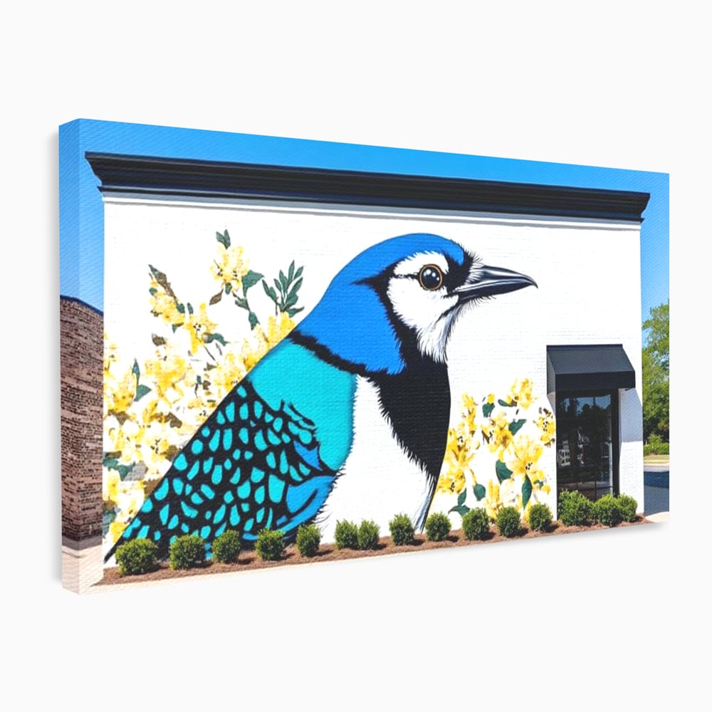 Tablou Canvas Premium, LuxCanva® M1087, Coltul Viu al Orasului, Mural, Urban, Graffiti, Perete, Caramida, Zid, Constructie, Pasare, Flori, Pictura, Street Art, Birou, Living, Camera Copil