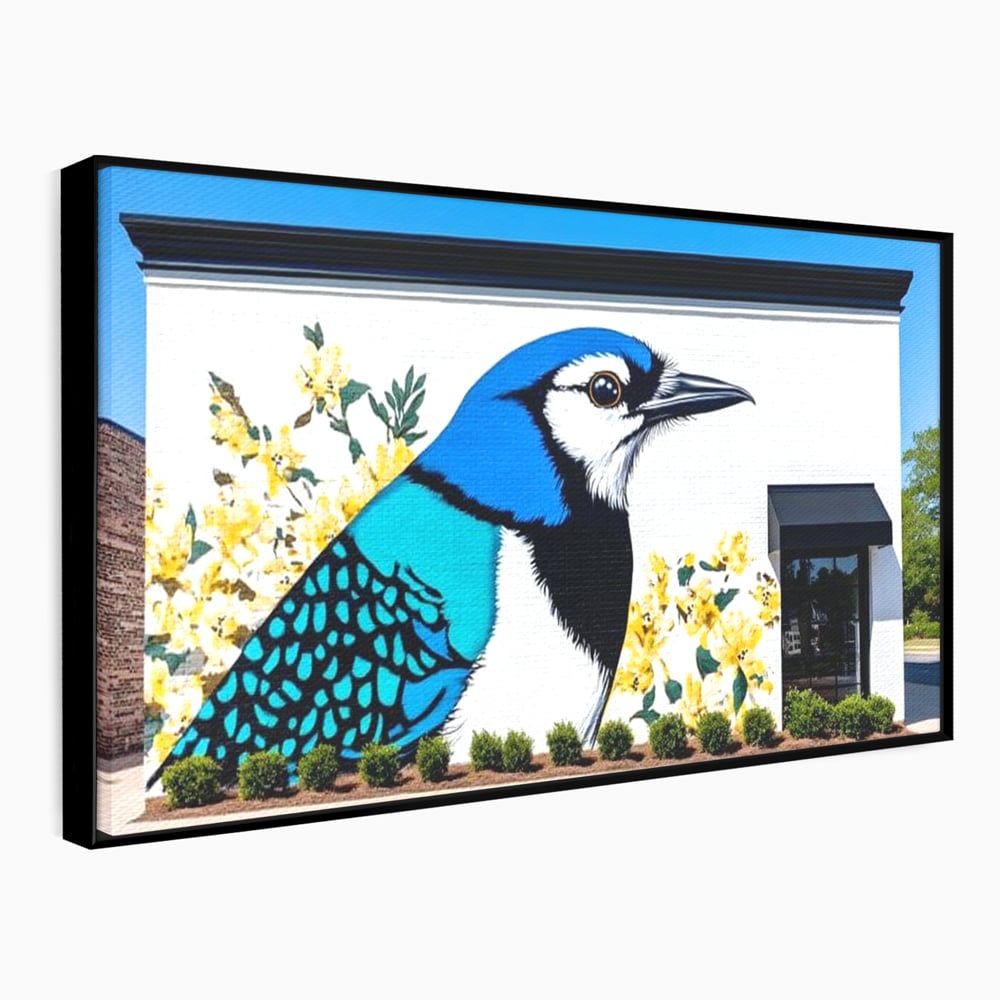 Tablou Canvas Premium, LuxCanva® M1087, Coltul Viu al Orasului, Mural, Urban, Graffiti, Perete, Caramida, Zid, Constructie, Pasare, Flori, Pictura, Street Art, Birou, Living, Camera Copil