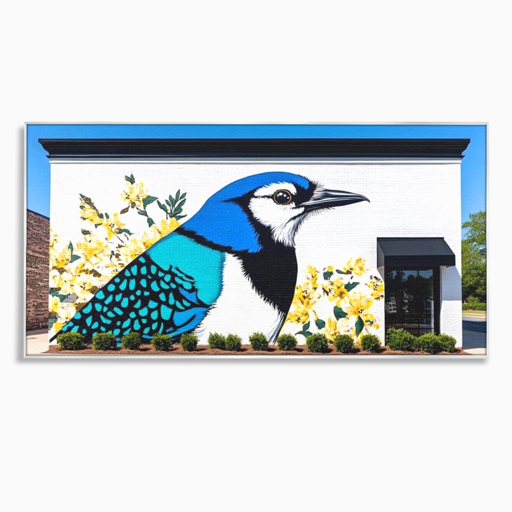 Tablou Canvas Premium, LuxCanva® M1087, Coltul Viu al Orasului, Mural, Urban, Graffiti, Perete, Caramida, Zid, Constructie, Pasare, Flori, Pictura, Street Art, Birou, Living, Camera Copil