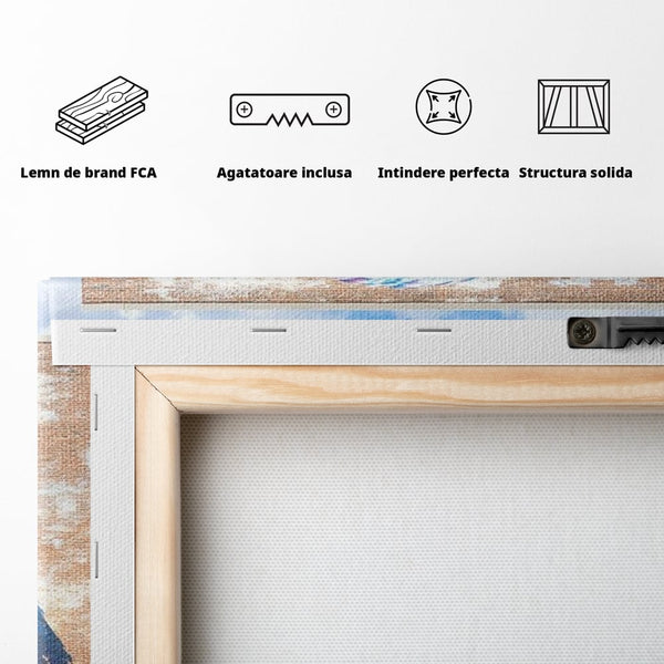 Tablou Canvas Premium, LuxCanva® M1088, Regele Cartierului, Uliu, Pasare, Zid, Caramida, Street Art, Oras, Cartier, Graffiti, Urban, Rebel, Culori Vibrante, Birou, Living, Camera Copil