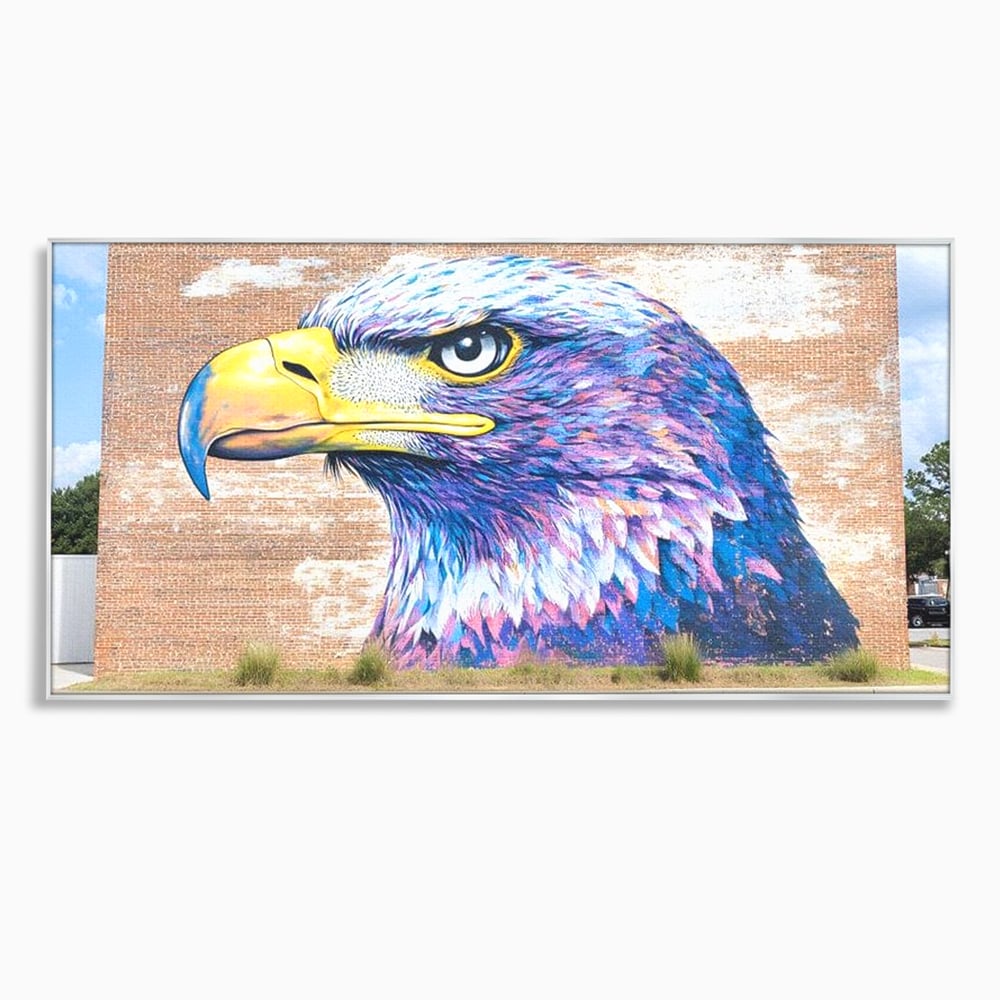 Tablou Canvas Premium, LuxCanva® M1088, Regele Cartierului, Uliu, Pasare, Zid, Caramida, Street Art, Oras, Cartier, Graffiti, Urban, Rebel, Culori Vibrante, Birou, Living, Camera Copil