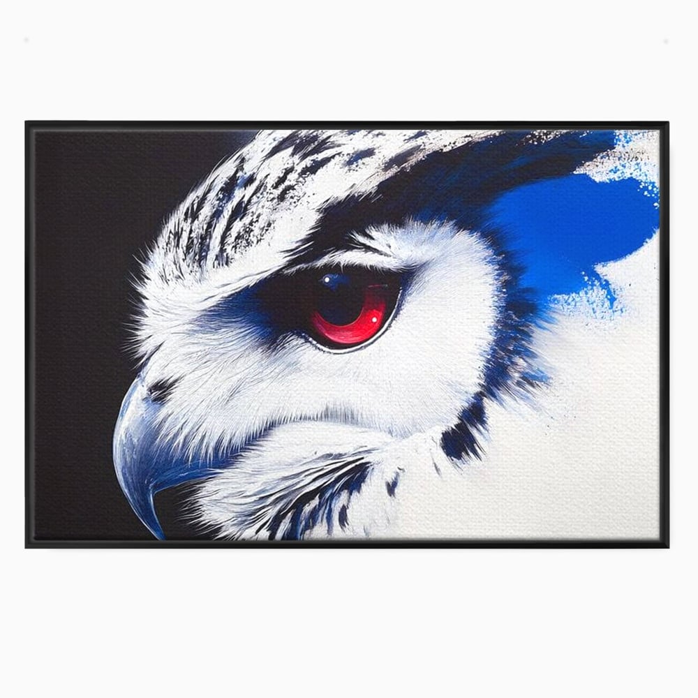 Leinwandbilder Premium, LuxCanva® M1091, Feuer in der Nacht Iris, Augen, Iris, Blick, Rot, Geheimnis, Weisheit, Textur, Tinte, Eule, Vogel, Portrait, Büro, Wohnen, Kinderzimmer