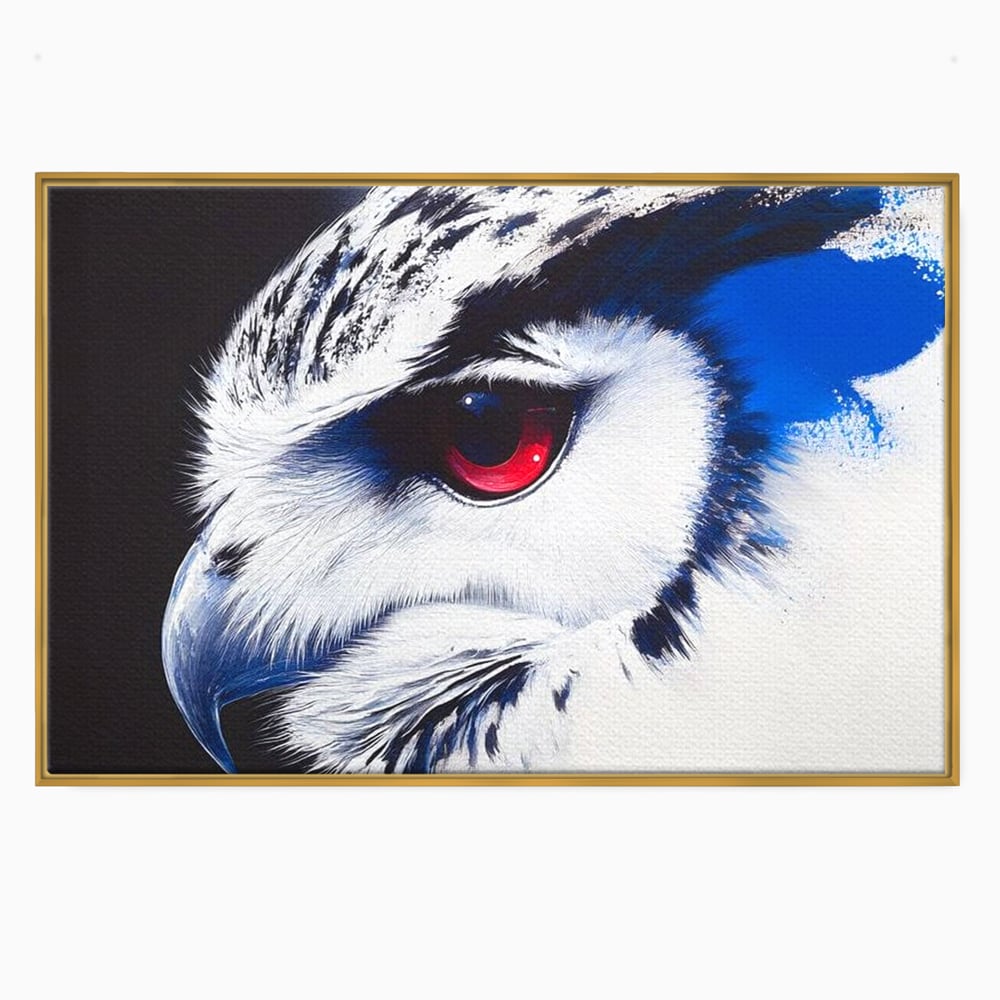 Leinwandbilder Premium, LuxCanva® M1091, Feuer in der Nacht Iris, Augen, Iris, Blick, Rot, Geheimnis, Weisheit, Textur, Tinte, Eule, Vogel, Portrait, Büro, Wohnen, Kinderzimmer