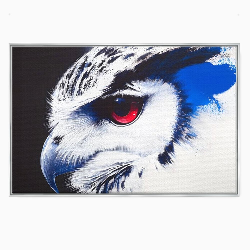 Leinwandbilder Premium, LuxCanva® M1091, Feuer in der Nacht Iris, Augen, Iris, Blick, Rot, Geheimnis, Weisheit, Textur, Tinte, Eule, Vogel, Portrait, Büro, Wohnen, Kinderzimmer