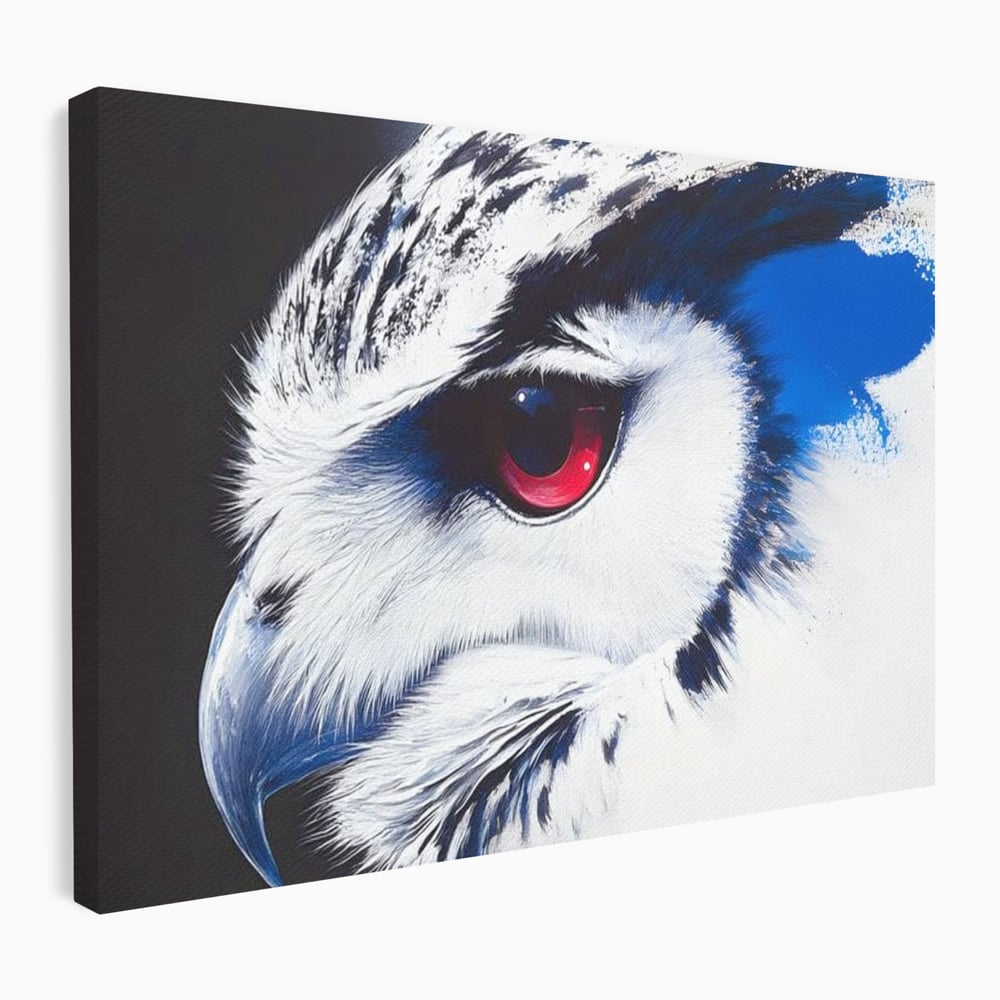 Leinwandbilder Premium, LuxCanva® M1091, Feuer in der Nacht Iris, Augen, Iris, Blick, Rot, Geheimnis, Weisheit, Textur, Tinte, Eule, Vogel, Portrait, Büro, Wohnen, Kinderzimmer