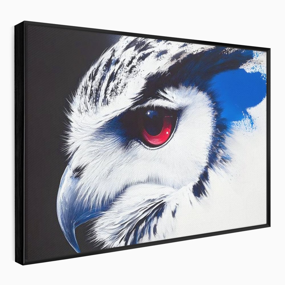 Leinwandbilder Premium, LuxCanva® M1091, Feuer in der Nacht Iris, Augen, Iris, Blick, Rot, Geheimnis, Weisheit, Textur, Tinte, Eule, Vogel, Portrait, Büro, Wohnen, Kinderzimmer