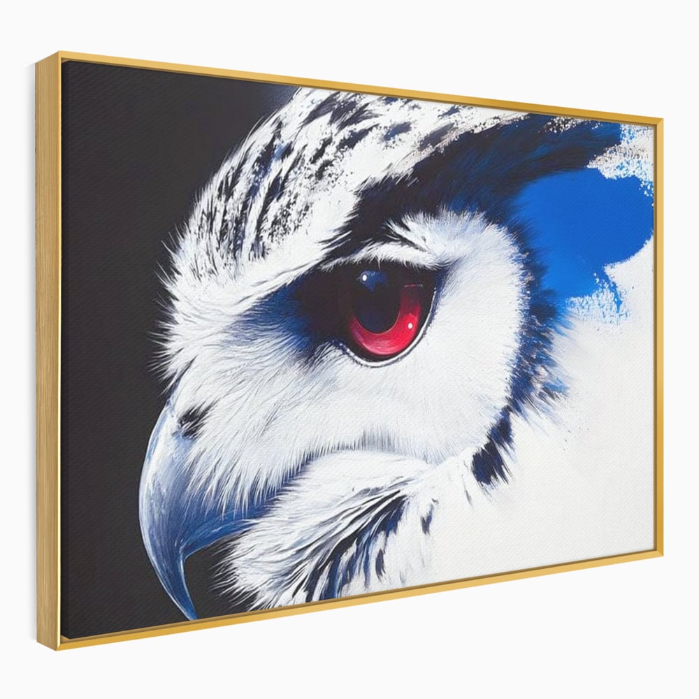 Leinwandbilder Premium, LuxCanva® M1091, Feuer in der Nacht Iris, Augen, Iris, Blick, Rot, Geheimnis, Weisheit, Textur, Tinte, Eule, Vogel, Portrait, Büro, Wohnen, Kinderzimmer