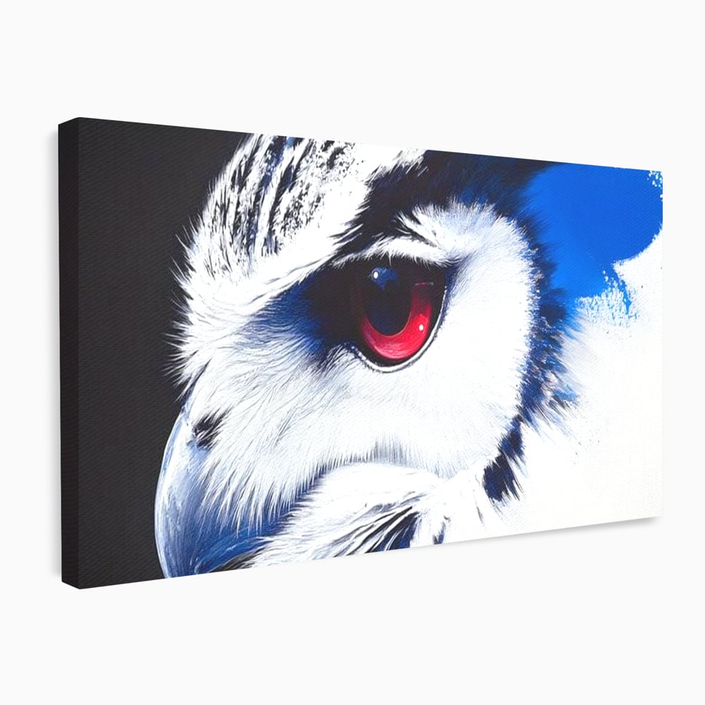 Leinwandbilder Premium, LuxCanva® M1091, Feuer in der Nacht Iris, Augen, Iris, Blick, Rot, Geheimnis, Weisheit, Textur, Tinte, Eule, Vogel, Portrait, Büro, Wohnen, Kinderzimmer