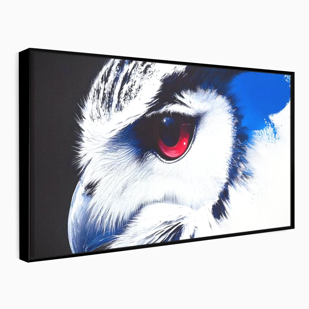 Leinwandbilder Premium, LuxCanva® M1091, Feuer in der Nacht Iris, Augen, Iris, Blick, Rot, Geheimnis, Weisheit, Textur, Tinte, Eule, Vogel, Portrait, Büro, Wohnen, Kinderzimmer