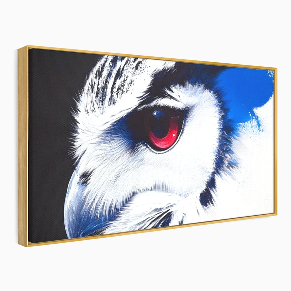 Leinwandbilder Premium, LuxCanva® M1091, Feuer in der Nacht Iris, Augen, Iris, Blick, Rot, Geheimnis, Weisheit, Textur, Tinte, Eule, Vogel, Portrait, Büro, Wohnen, Kinderzimmer