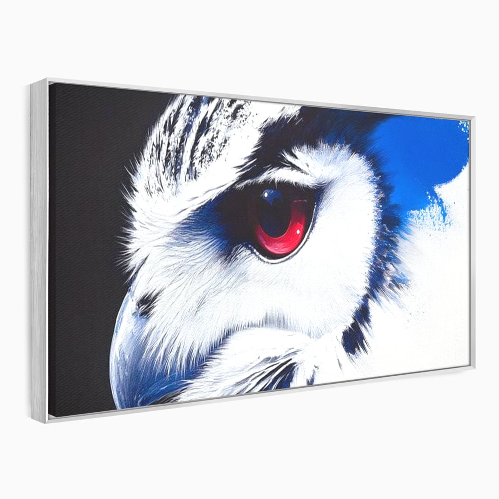 Leinwandbilder Premium, LuxCanva® M1091, Feuer in der Nacht Iris, Augen, Iris, Blick, Rot, Geheimnis, Weisheit, Textur, Tinte, Eule, Vogel, Portrait, Büro, Wohnen, Kinderzimmer