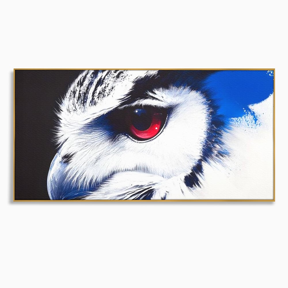 Leinwandbilder Premium, LuxCanva® M1091, Feuer in der Nacht Iris, Augen, Iris, Blick, Rot, Geheimnis, Weisheit, Textur, Tinte, Eule, Vogel, Portrait, Büro, Wohnen, Kinderzimmer
