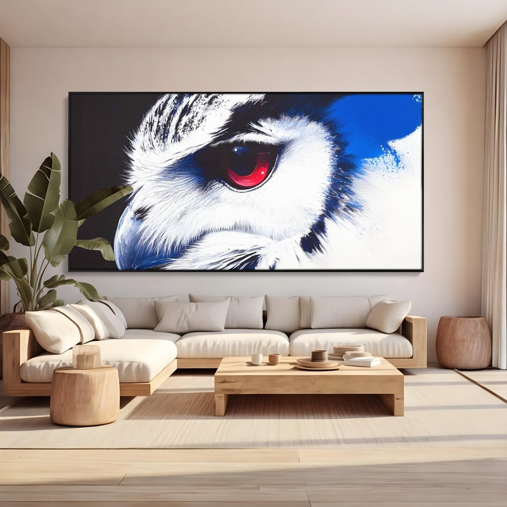 Leinwandbilder Premium, LuxCanva® M1091, Feuer in der Nacht Iris, Augen, Iris, Blick, Rot, Geheimnis, Weisheit, Textur, Tinte, Eule, Vogel, Portrait, Büro, Wohnen, Kinderzimmer