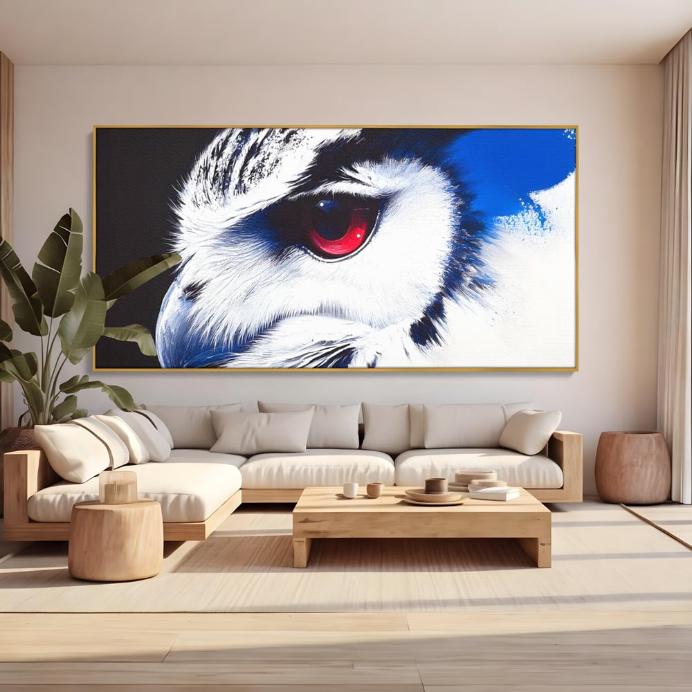 Leinwandbilder Premium, LuxCanva® M1091, Feuer in der Nacht Iris, Augen, Iris, Blick, Rot, Geheimnis, Weisheit, Textur, Tinte, Eule, Vogel, Portrait, Büro, Wohnen, Kinderzimmer