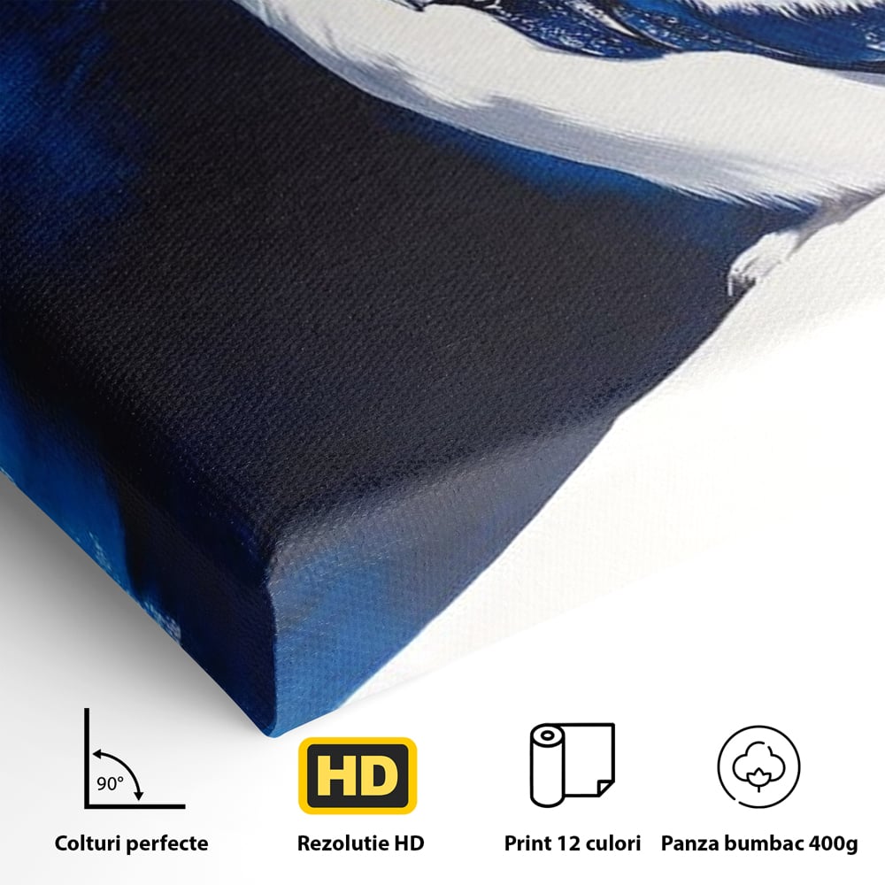 Tablou Canvas Premium, LuxCanva® M1093, Contur de Gheata, Cobalt, Gheata, Alb, Puritate, Mister, Bufnita, Claritate, Meditatie, Natural, Calm, Relaxare, Birou, Living, Camera Copil