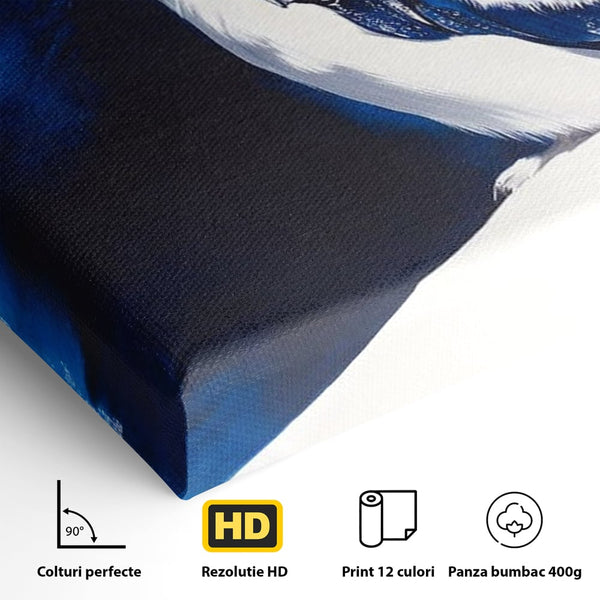 Tablou Canvas Premium, LuxCanva® M1093, Contur de Gheata, Cobalt, Gheata, Alb, Puritate, Mister, Bufnita, Claritate, Meditatie, Natural, Calm, Relaxare, Birou, Living, Camera Copil