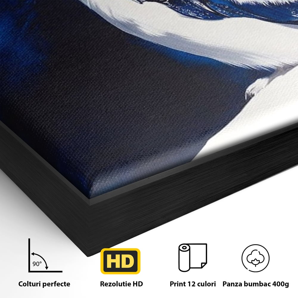 Tablou Canvas Premium, LuxCanva® M1093, Contur de Gheata, Cobalt, Gheata, Alb, Puritate, Mister, Bufnita, Claritate, Meditatie, Natural, Calm, Relaxare, Birou, Living, Camera Copil