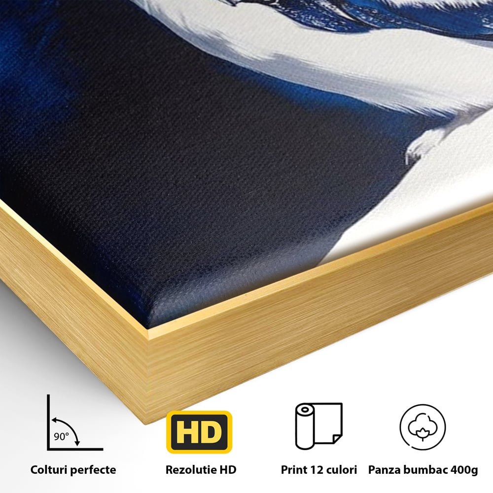 Tablou Canvas Premium, LuxCanva® M1093, Contur de Gheata, Cobalt, Gheata, Alb, Puritate, Mister, Bufnita, Claritate, Meditatie, Natural, Calm, Relaxare, Birou, Living, Camera Copil