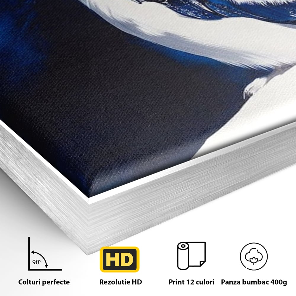 Tablou Canvas Premium, LuxCanva® M1093, Contur de Gheata, Cobalt, Gheata, Alb, Puritate, Mister, Bufnita, Claritate, Meditatie, Natural, Calm, Relaxare, Birou, Living, Camera Copil