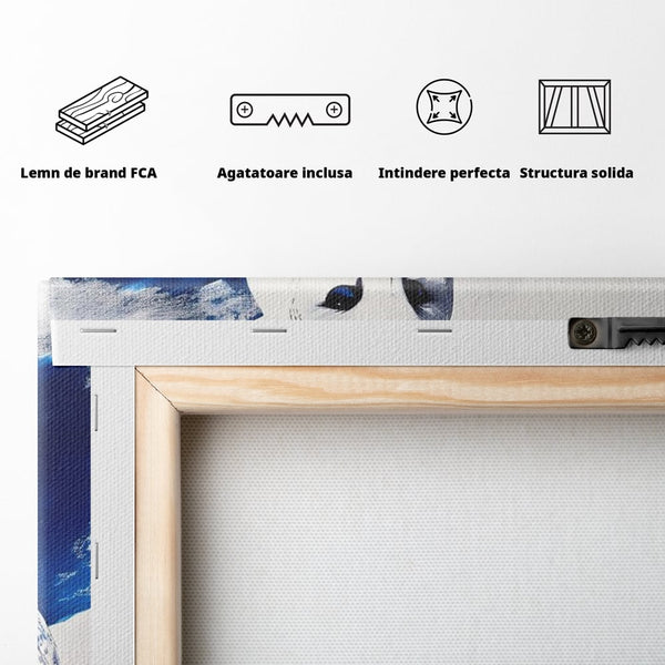 Tablou Canvas Premium, LuxCanva® M1093, Contur de Gheata, Cobalt, Gheata, Alb, Puritate, Mister, Bufnita, Claritate, Meditatie, Natural, Calm, Relaxare, Birou, Living, Camera Copil