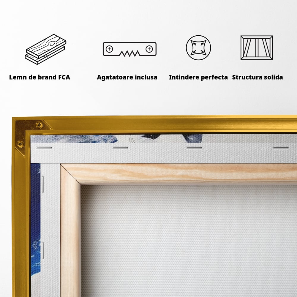 Tablou Canvas Premium, LuxCanva® M1093, Contur de Gheata, Cobalt, Gheata, Alb, Puritate, Mister, Bufnita, Claritate, Meditatie, Natural, Calm, Relaxare, Birou, Living, Camera Copil